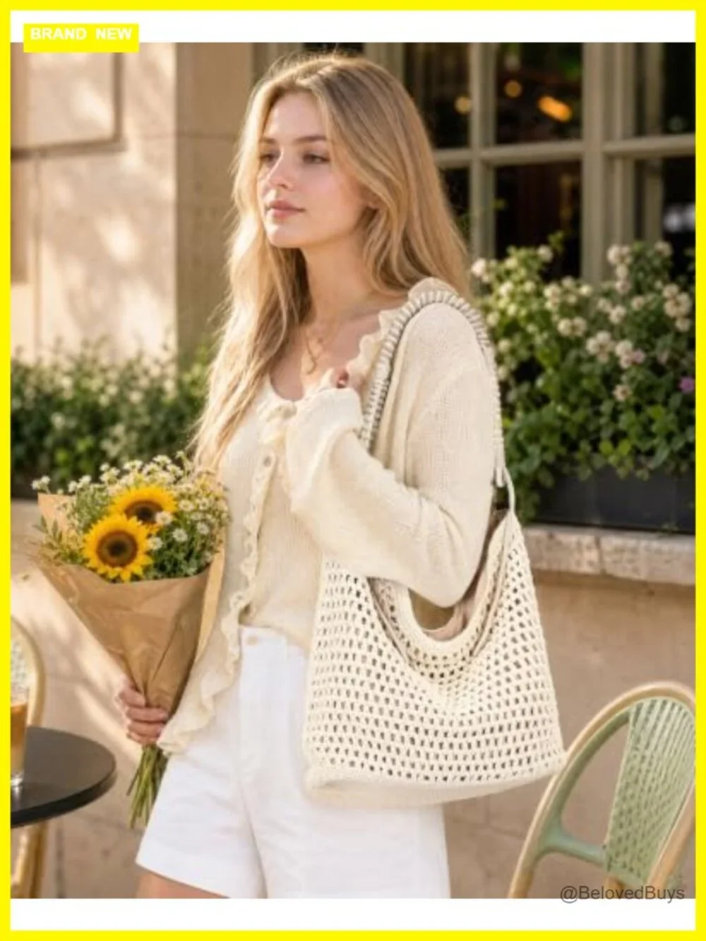 Hobo Crochet Beach Tote Bag, Woven Knit Shoulder Purse for Summer Travel